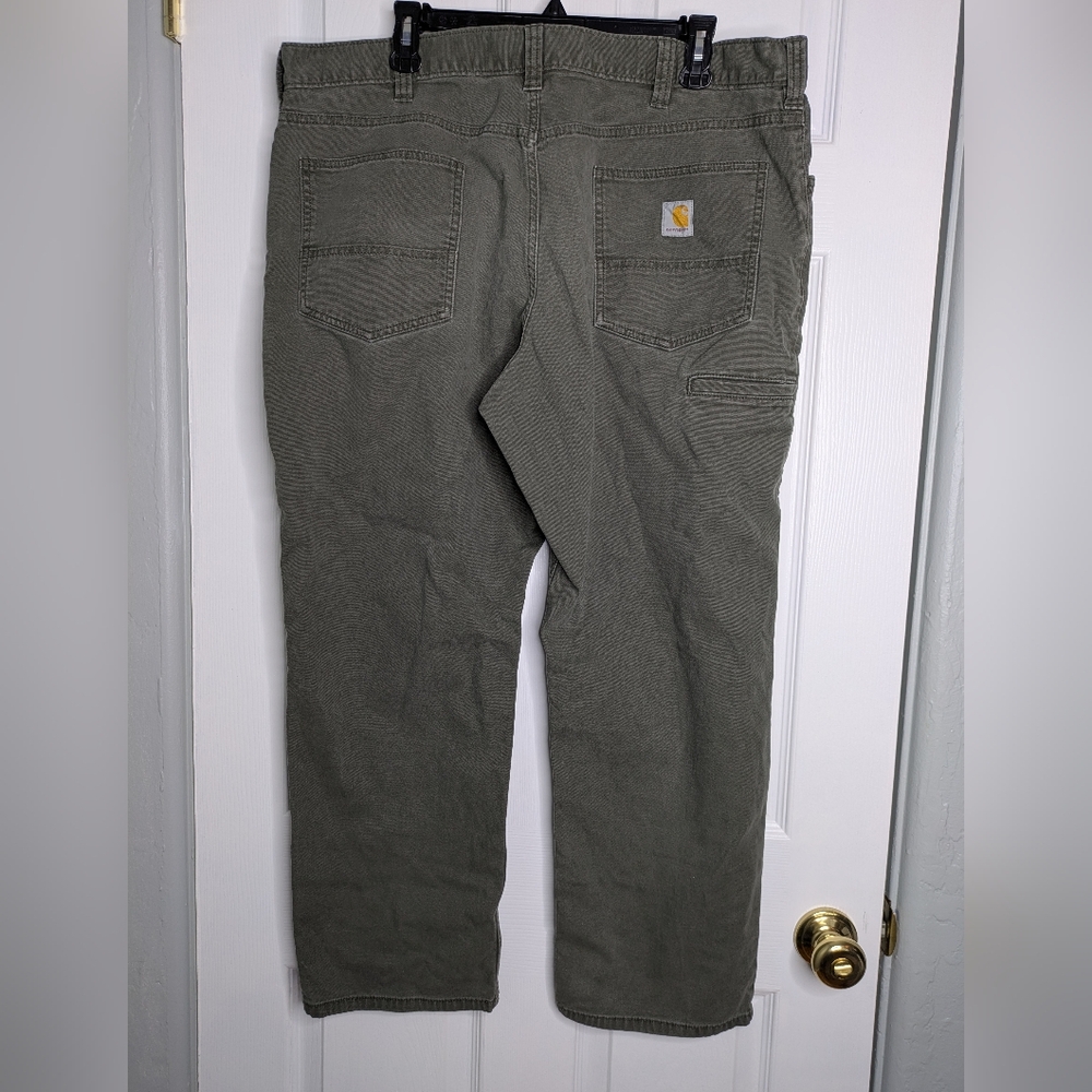 Carhartt Men's Relaxed Fit Rugged Flex Olive Cotton Blend Canvas Pants 40x30
